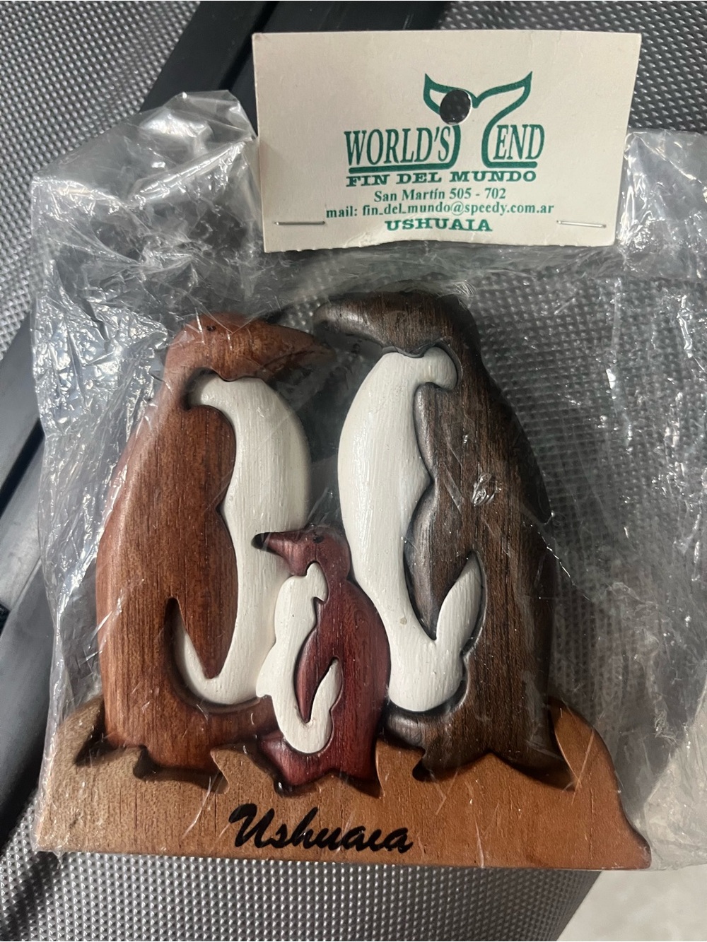 Wooden Penguin Family Wall Decor - Brown/White